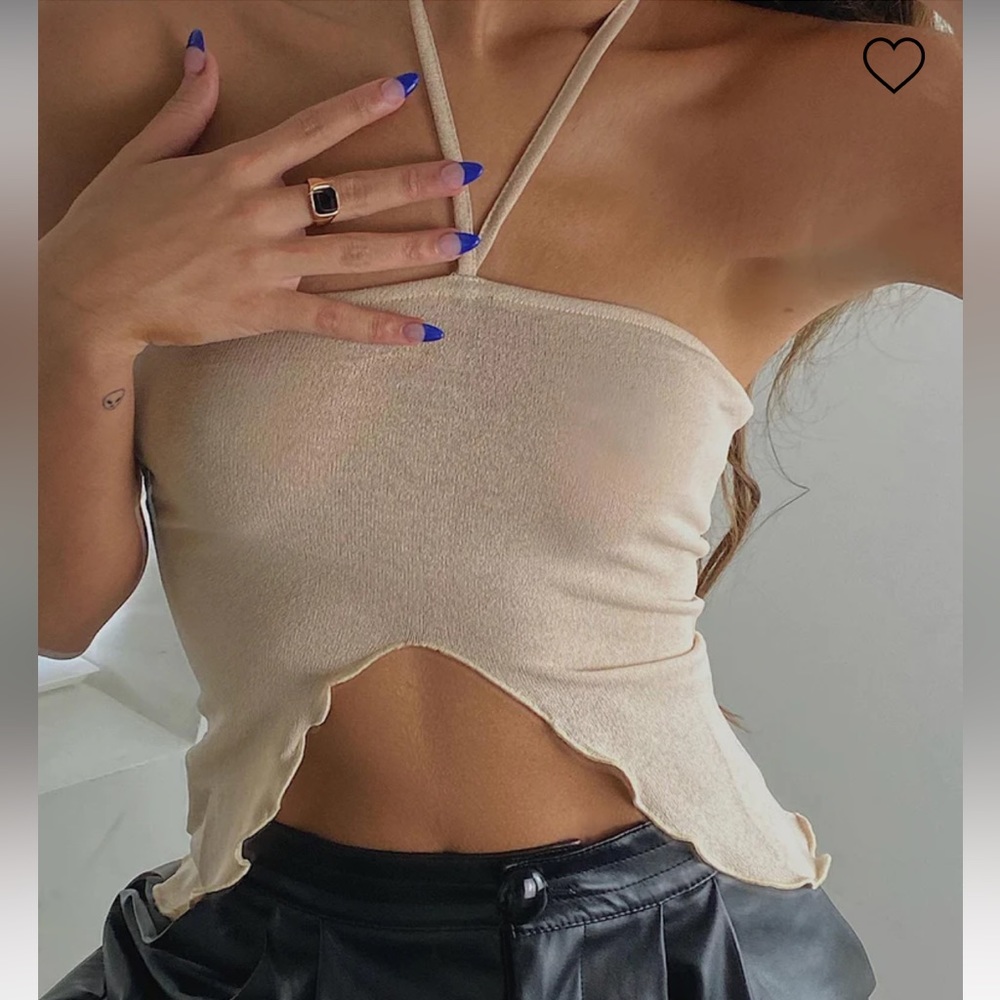 Princess Polly Gabriel top beige. NWT Size US 2, AU 6. Halter and mesh